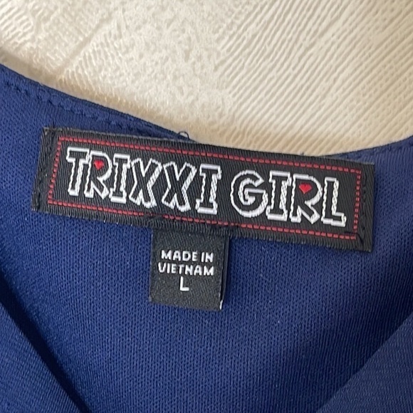 ❤️ 🆕 TRIXXI GIRL Navy Flower Dress Size L - Picture 4 of 4